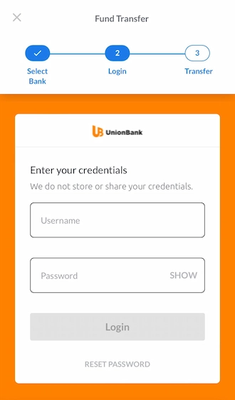 Step 3: Fill in the correct username and password to log in to your UnionBank bank account.