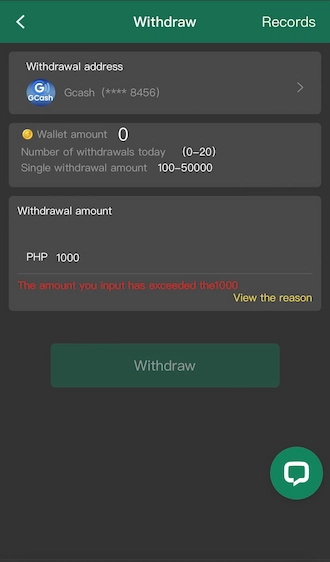 Players should return to the withdrawal page, and enter the amount they want to withdraw. 